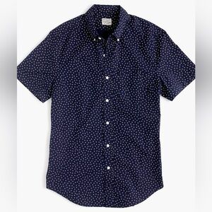 J Crew Stretch short-sleeve Secret Wash shirt in daisy print Navy Medium